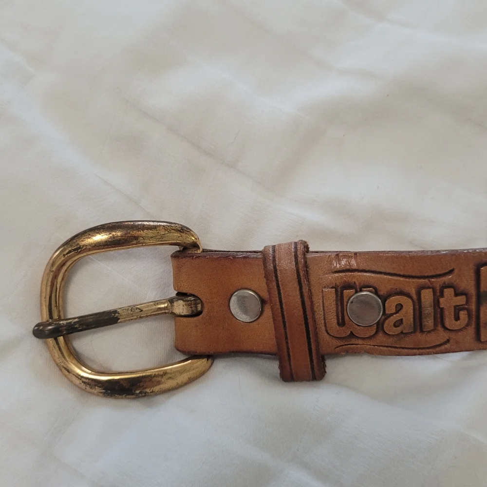 Vintage Disney Mickey Tooled Embossed Leather Chambers Phoenix Belt
